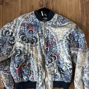 Free People Navy paisley bomber jacket.   XS